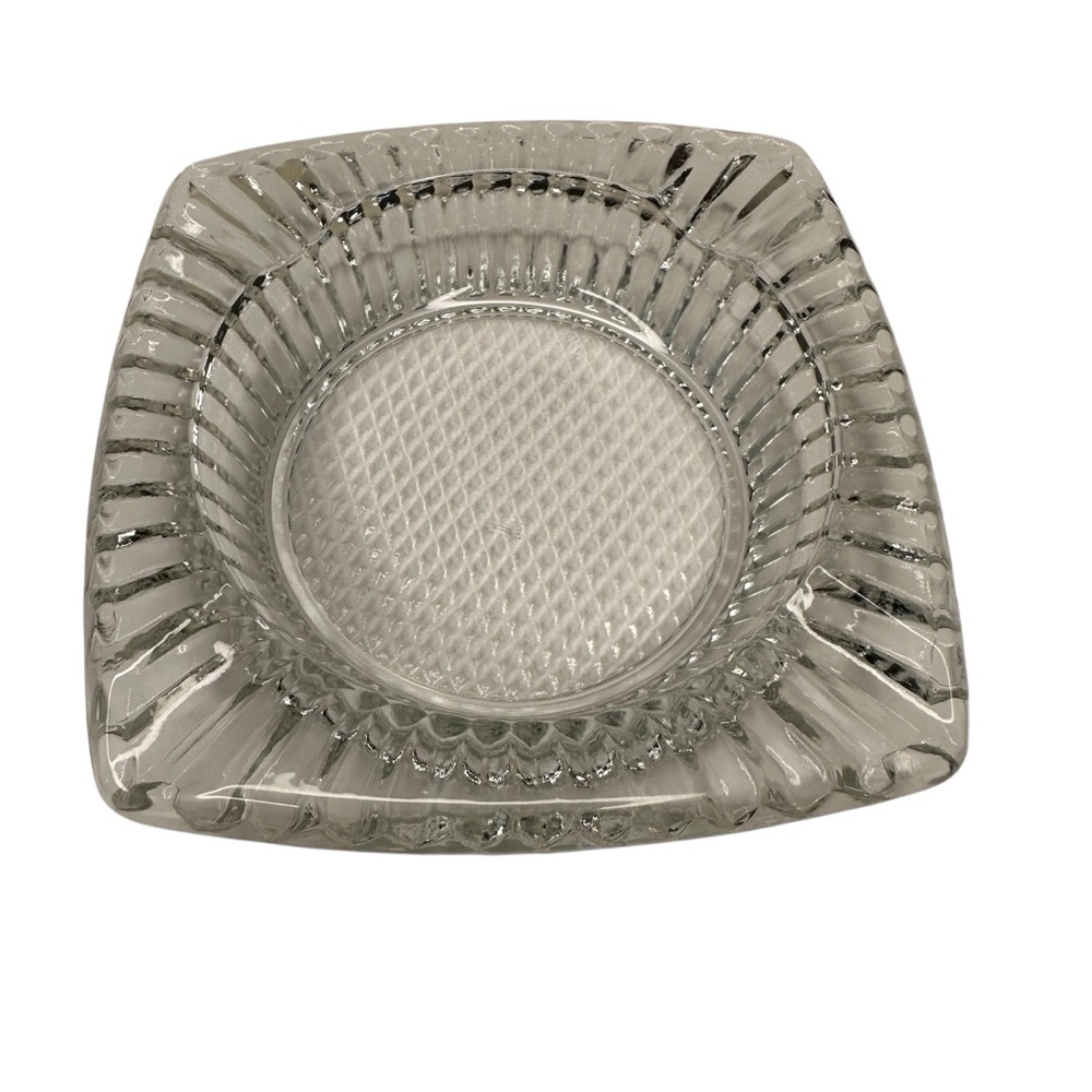 Vintage Square Clear Glass Classic Style 4 Inch Ashtray